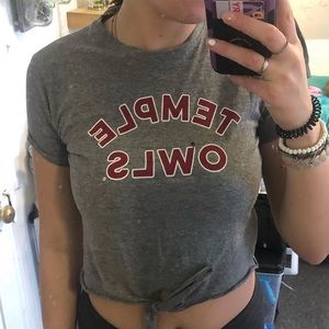 “Temple Owls” Crop Top w/ tie